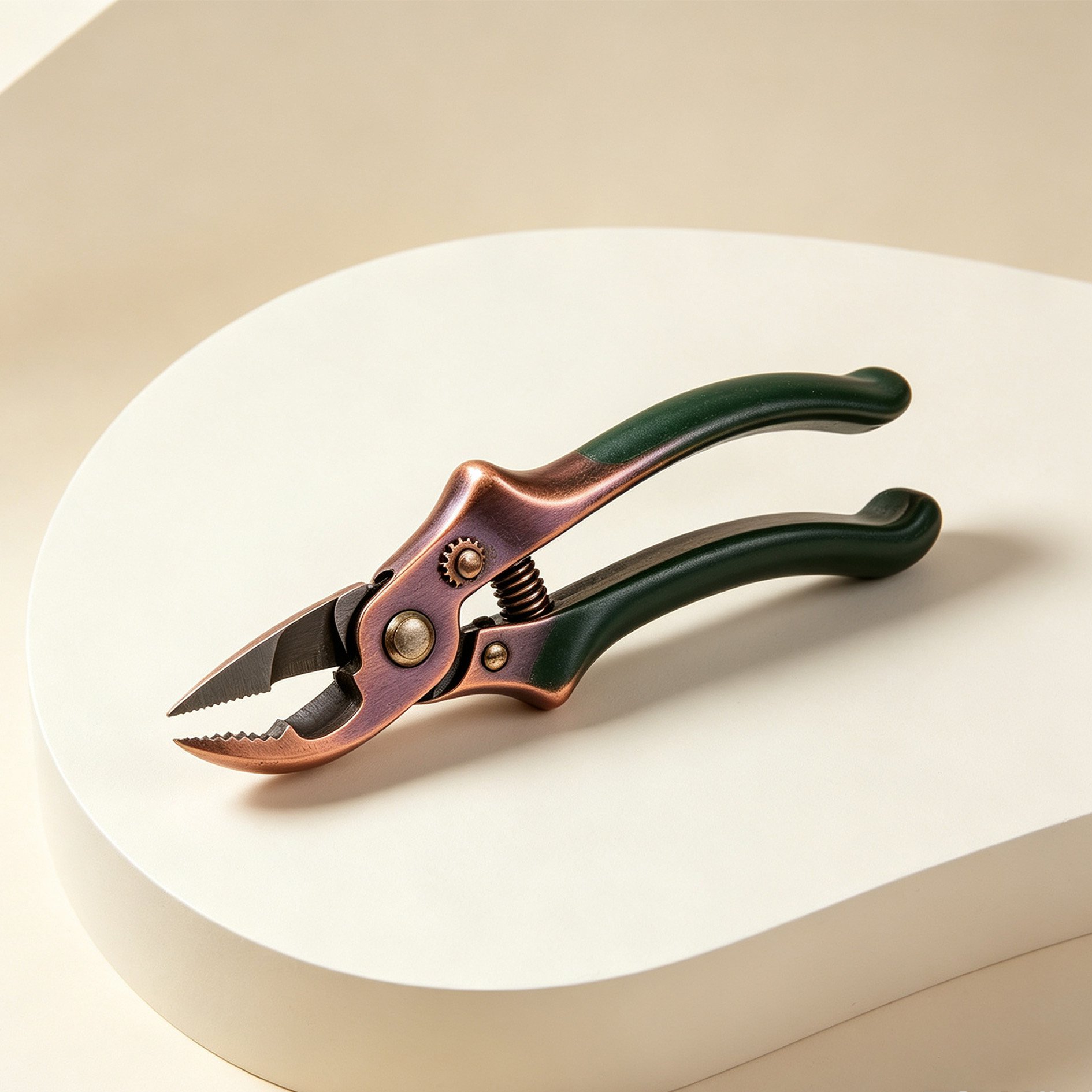 Vintage style pruning scissors in hand