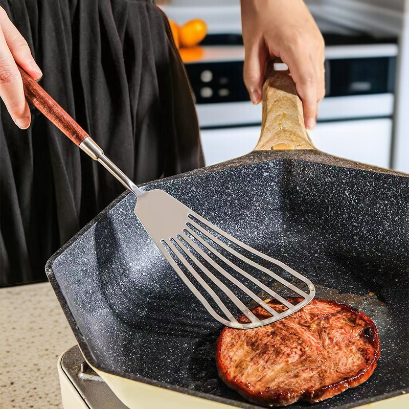 家庭用ヘラ ウォールナット・キッチン雑貨 クッキングステンレスヘラ ケーキ・スープ・スプーン・ナイフ・ヘラ ナイフ ヘラセット 鍋用食器