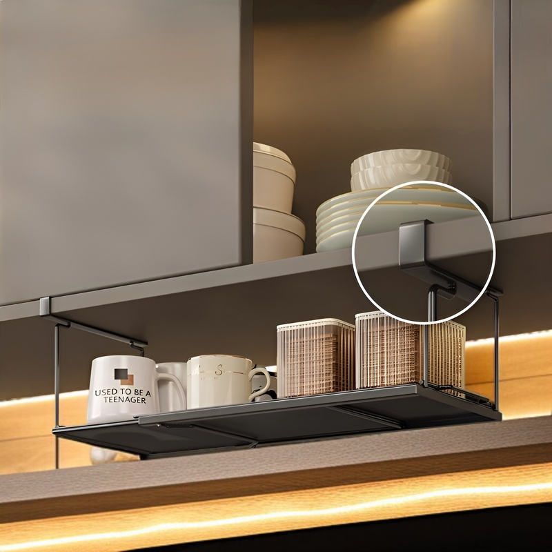 キャビネット下吊り下げラック 吊り下げキャビネット キッチンラック キャビネット下 引き込み式 調味料 ラップ収納 吊り下げバスケット バスケット