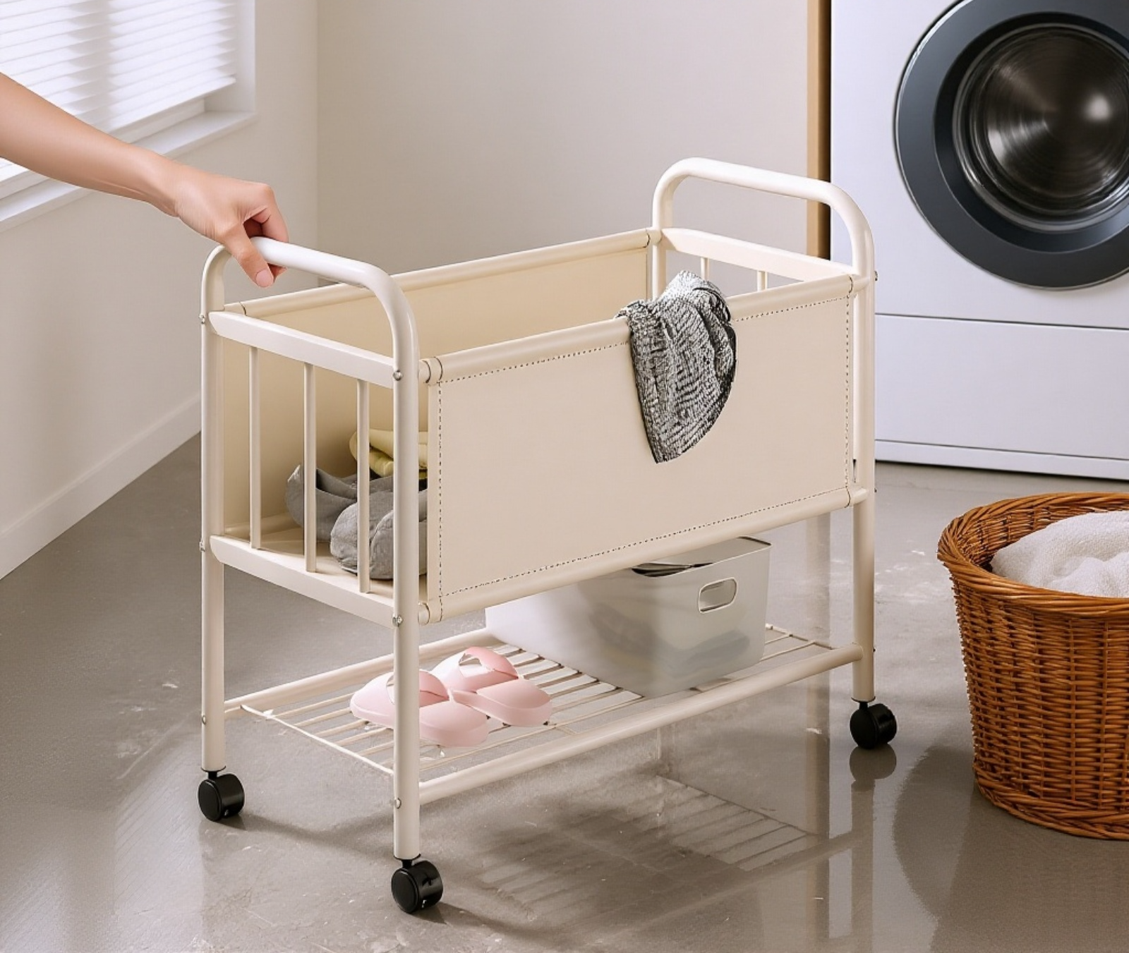 Cesta portátil para almacenamiento de ropa
