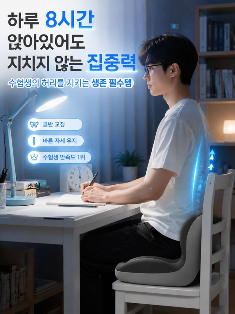 독일정형설계 무중력 아이스 젤  등받이 일체형 자세교정 방석