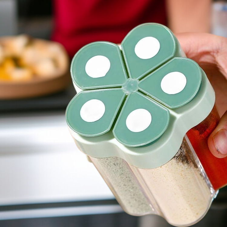 Többrekeszes műanyag fűszertartó doboz szabadtéri használatra sóhoz és MSG-hez