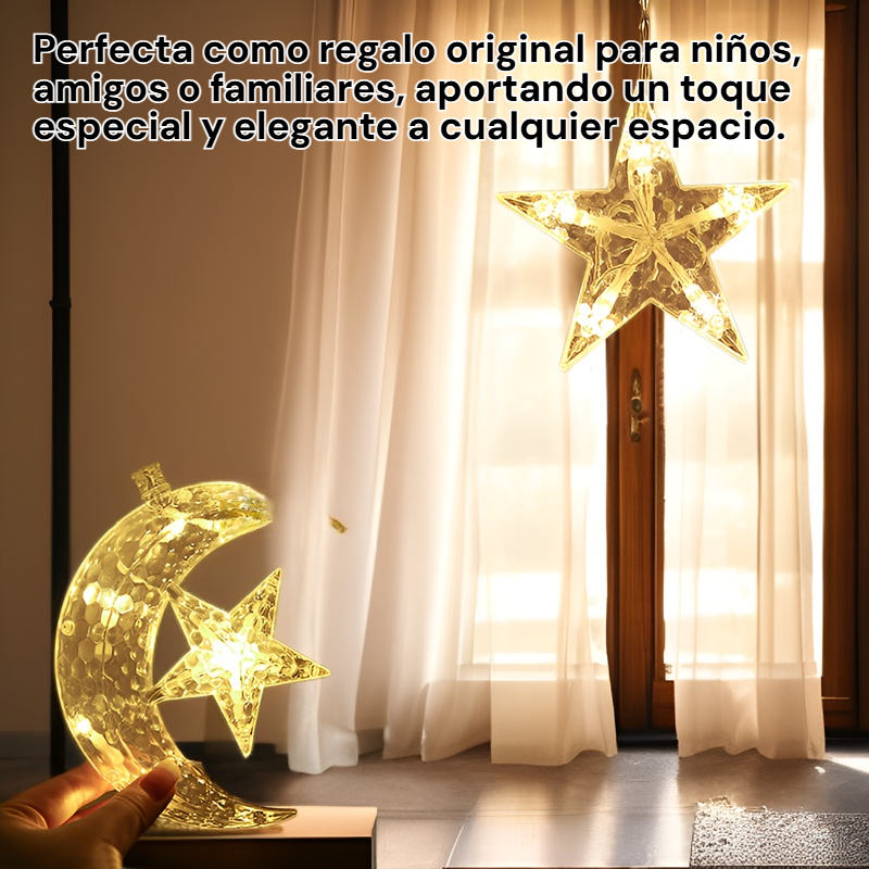Luz decorativa LED de estrella y luna