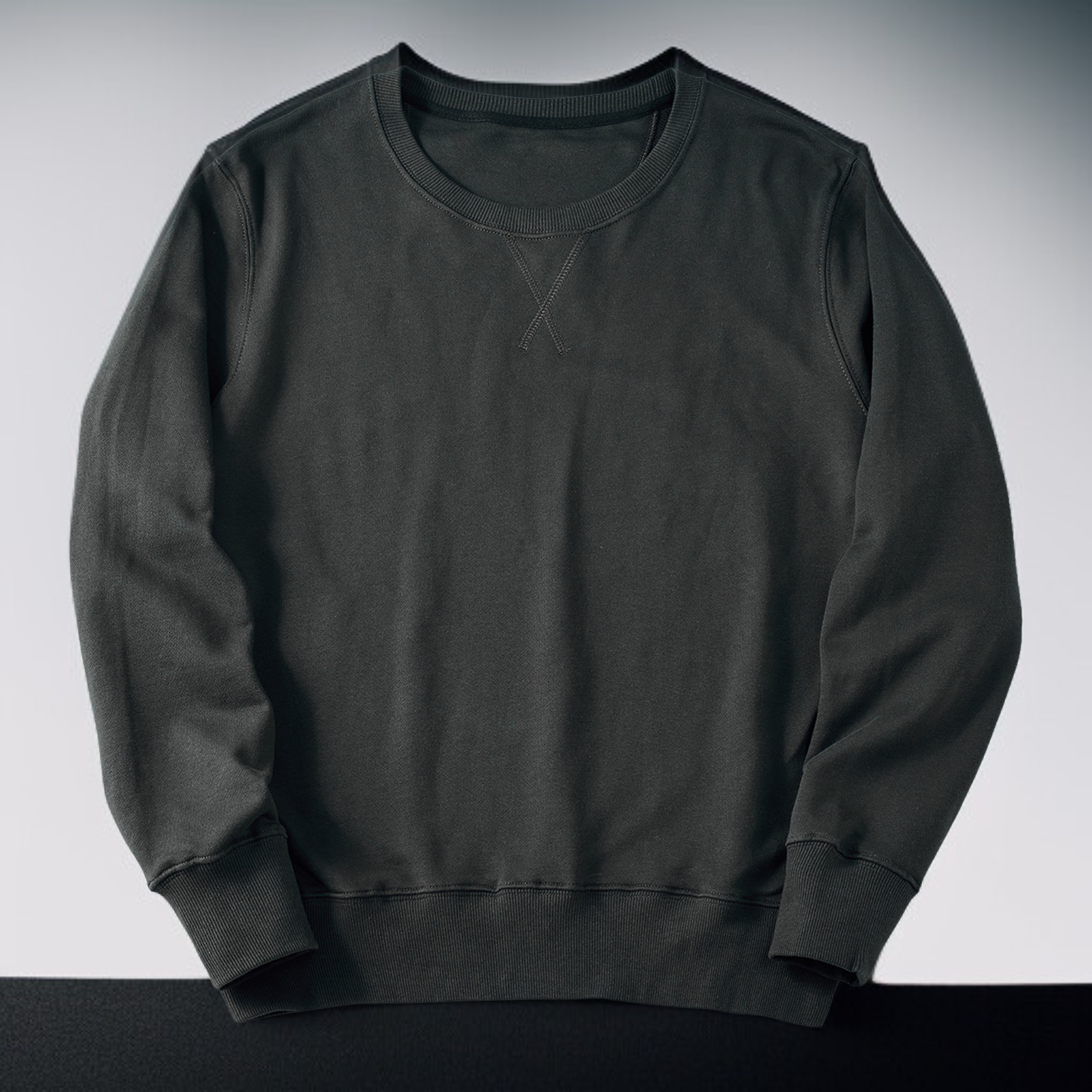 100% 면 크루넥 긴팔 티셔츠