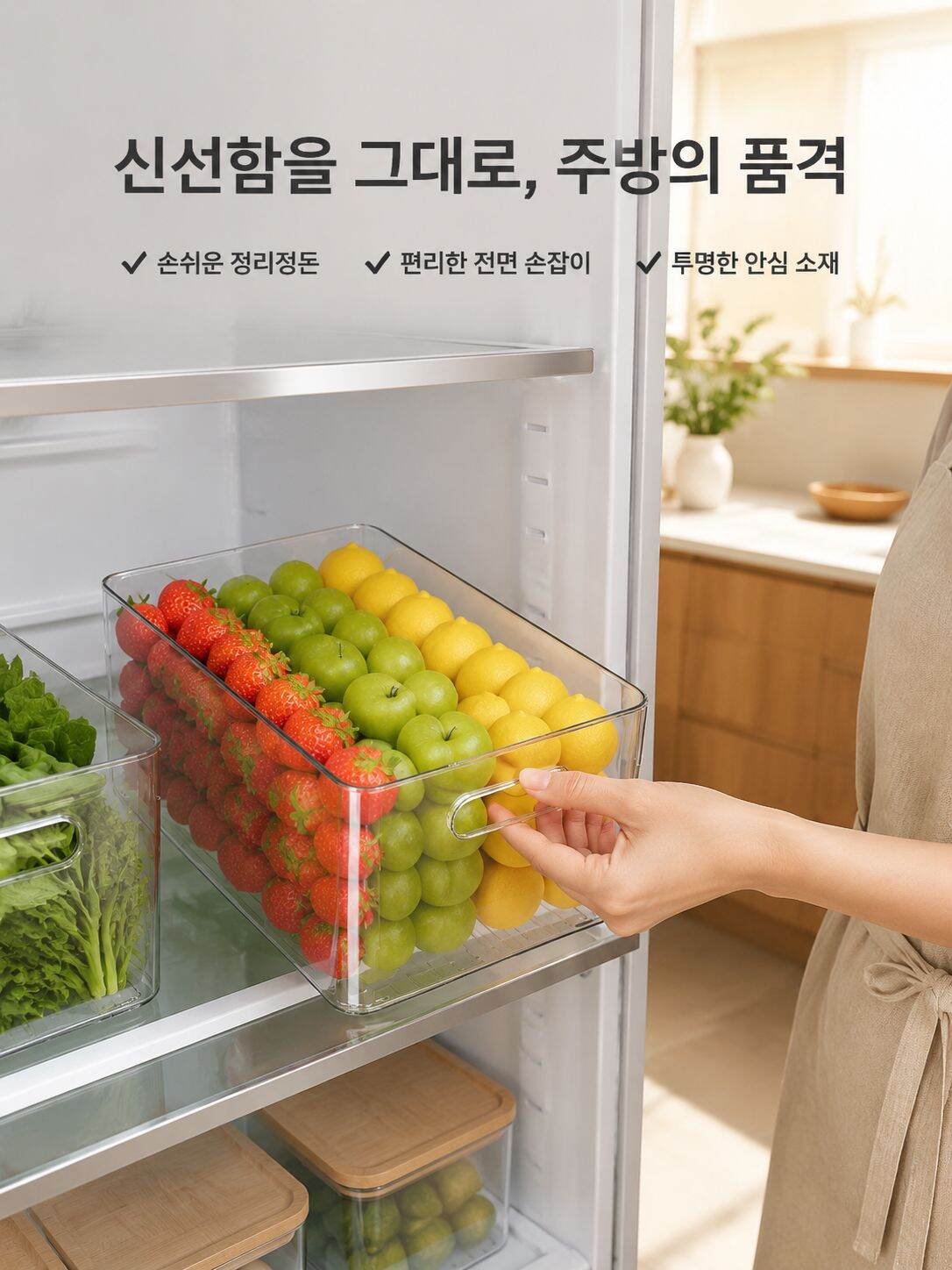 냉장고 정리함 수납함 계란 지단 보관함 냉동 전용 주방 과일 채소 소포장 바구니 보관 도구