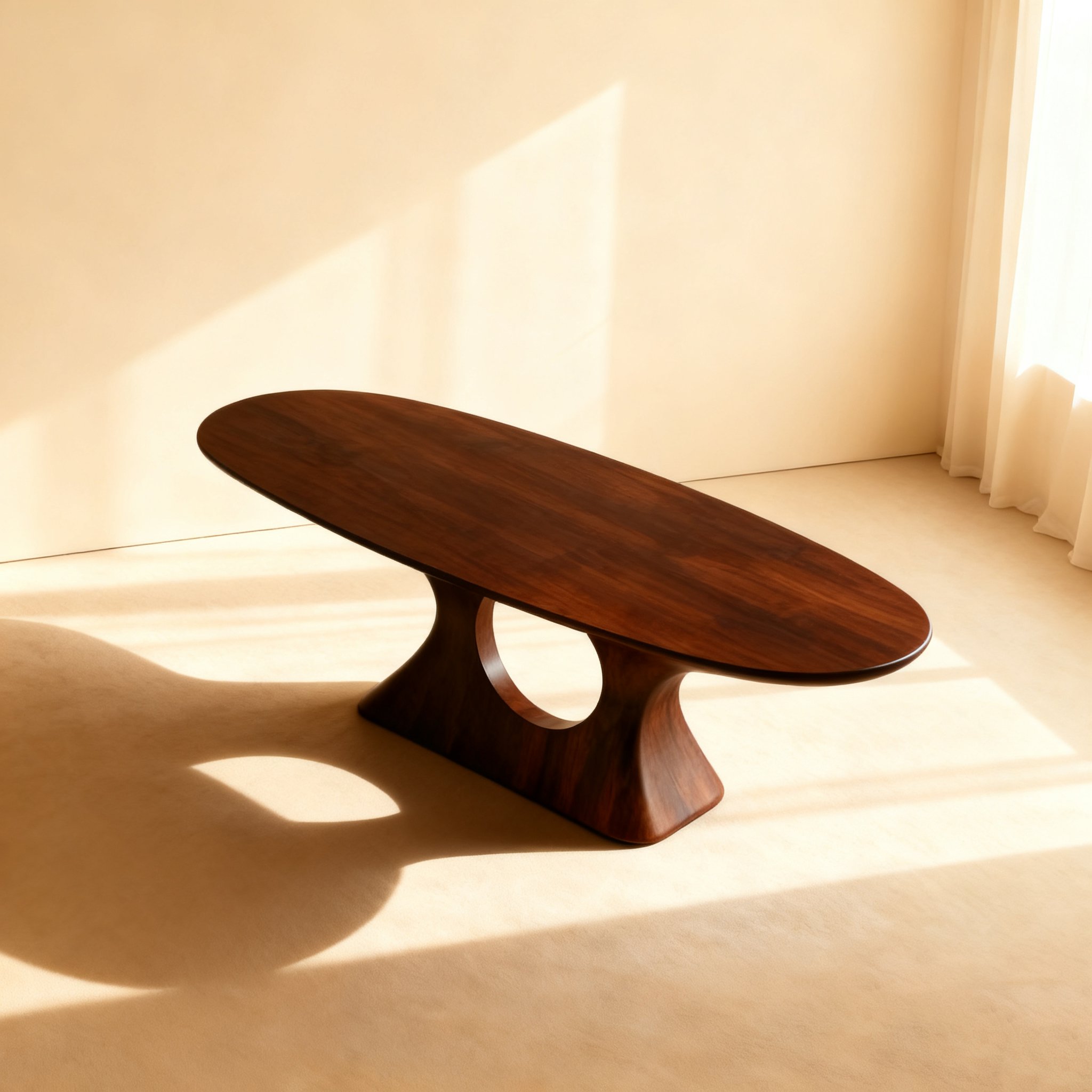 천연 원목 오벌형 식탁