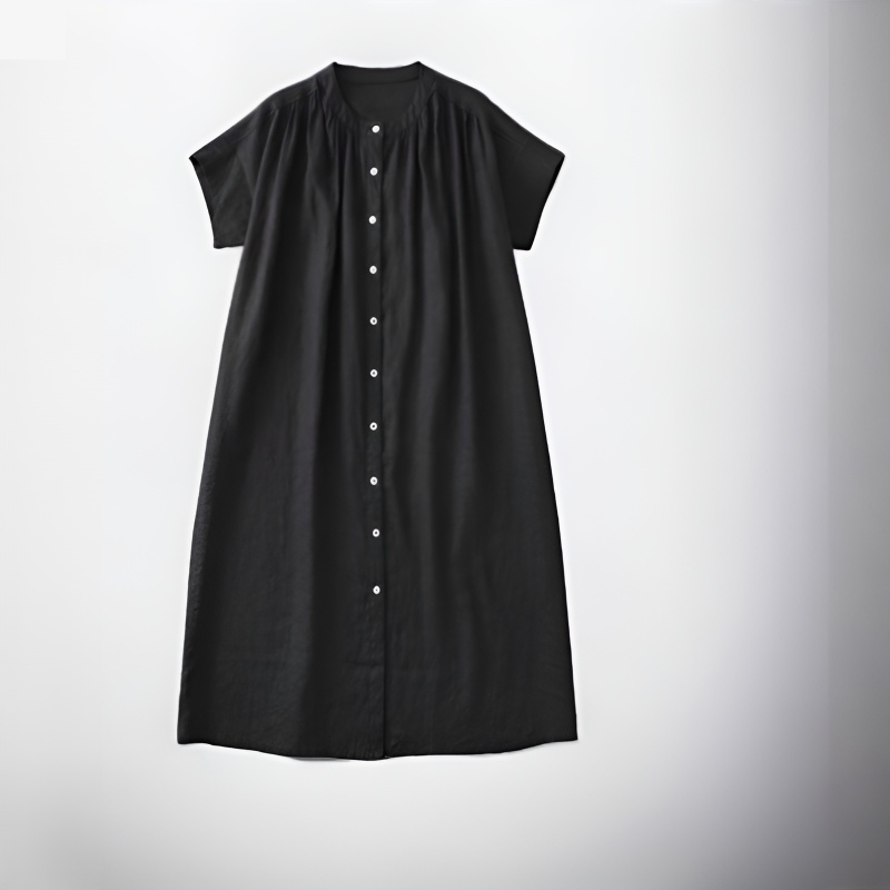 여름 반팔 캐주얼 A라인 루즈핏 주름원피스 컴포트 미디스커트 컴포트 반팔원피스 미디스커트