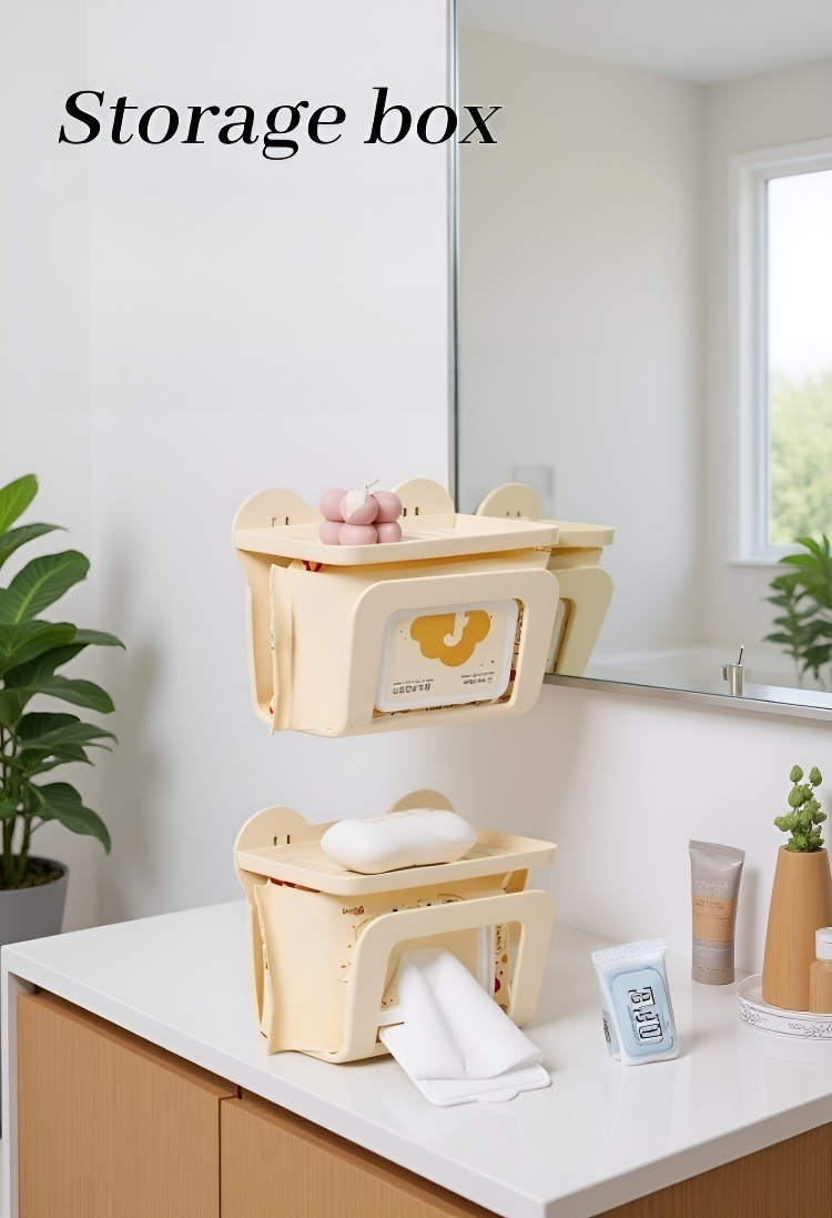 壁掛け式穴あけ不要多機能トイレットペーパーホルダー全体画像