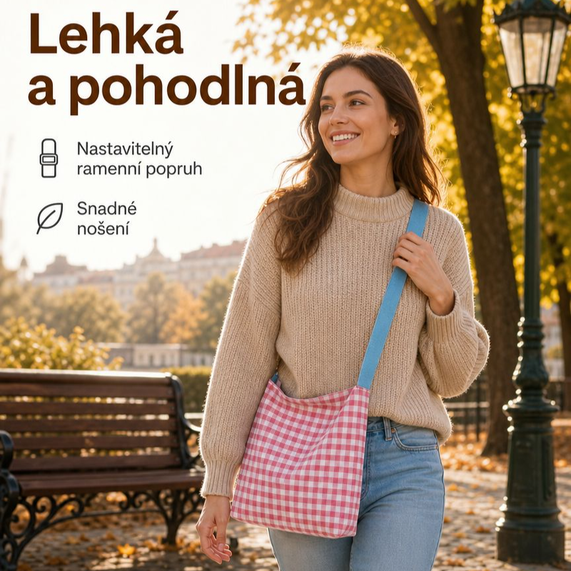 Dámská nová kontrastní barevná kostkovaná plátěná kabelka