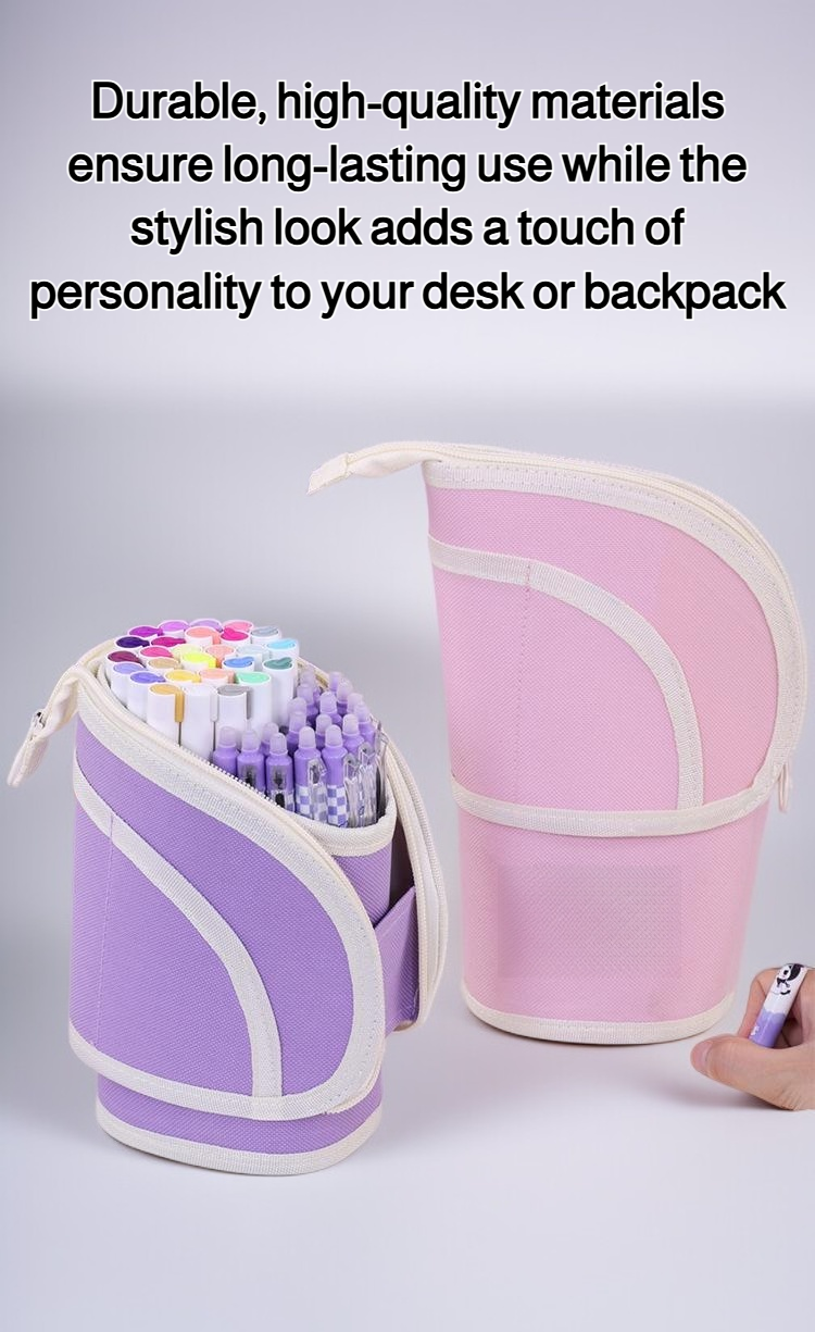 Expandable multifunctional telescopic pencil case front view