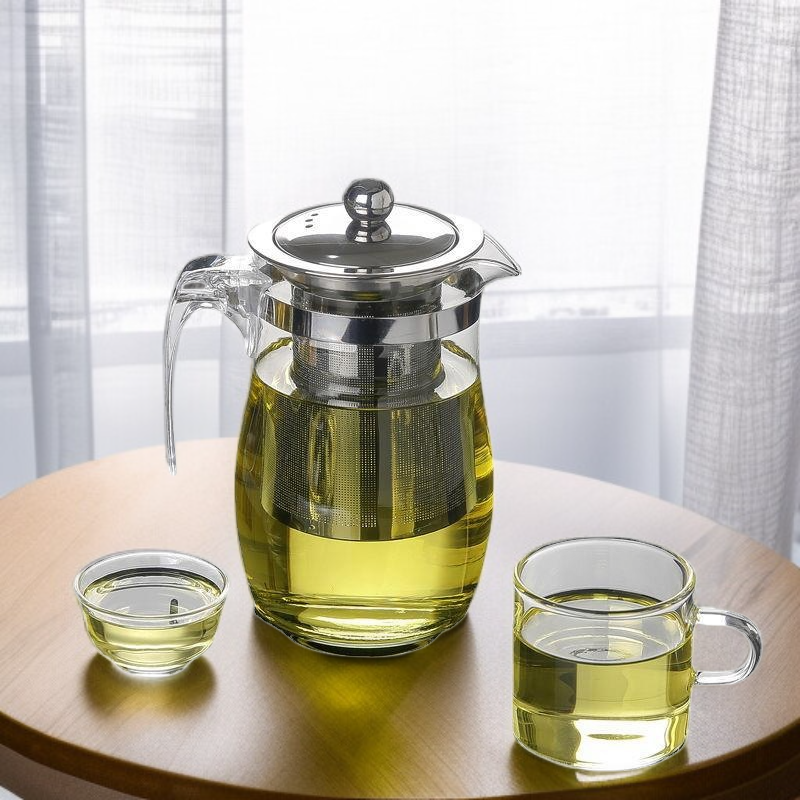 내열 유리 꽃 찻주전자 세트
