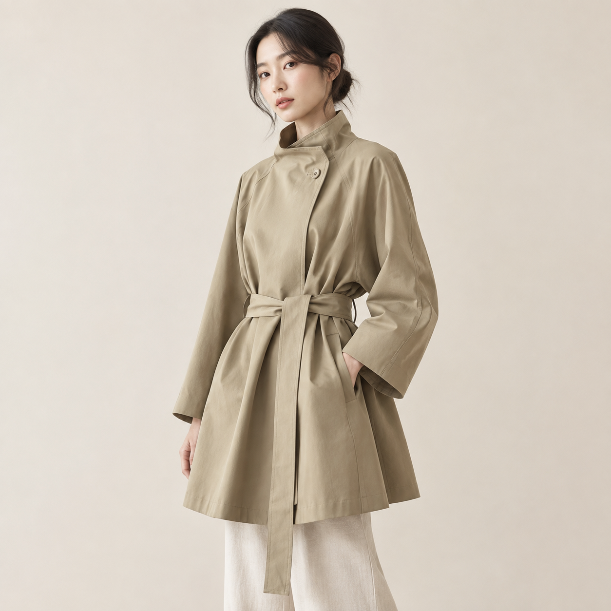 봄가을 신상 영국풍 허리라인 중장 트렌치코트