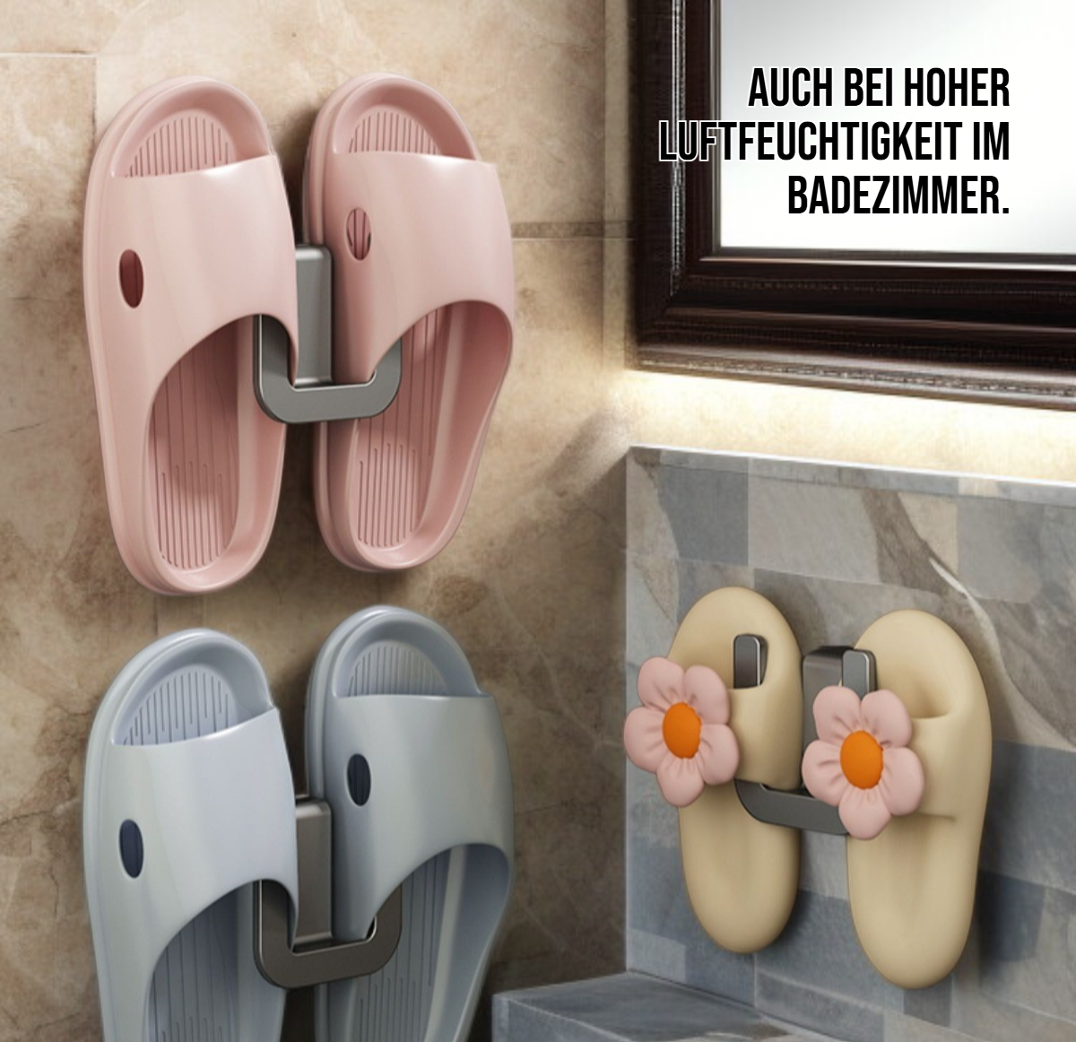 Platzsparende Pantoffelaufnahme für die Wandmontage
