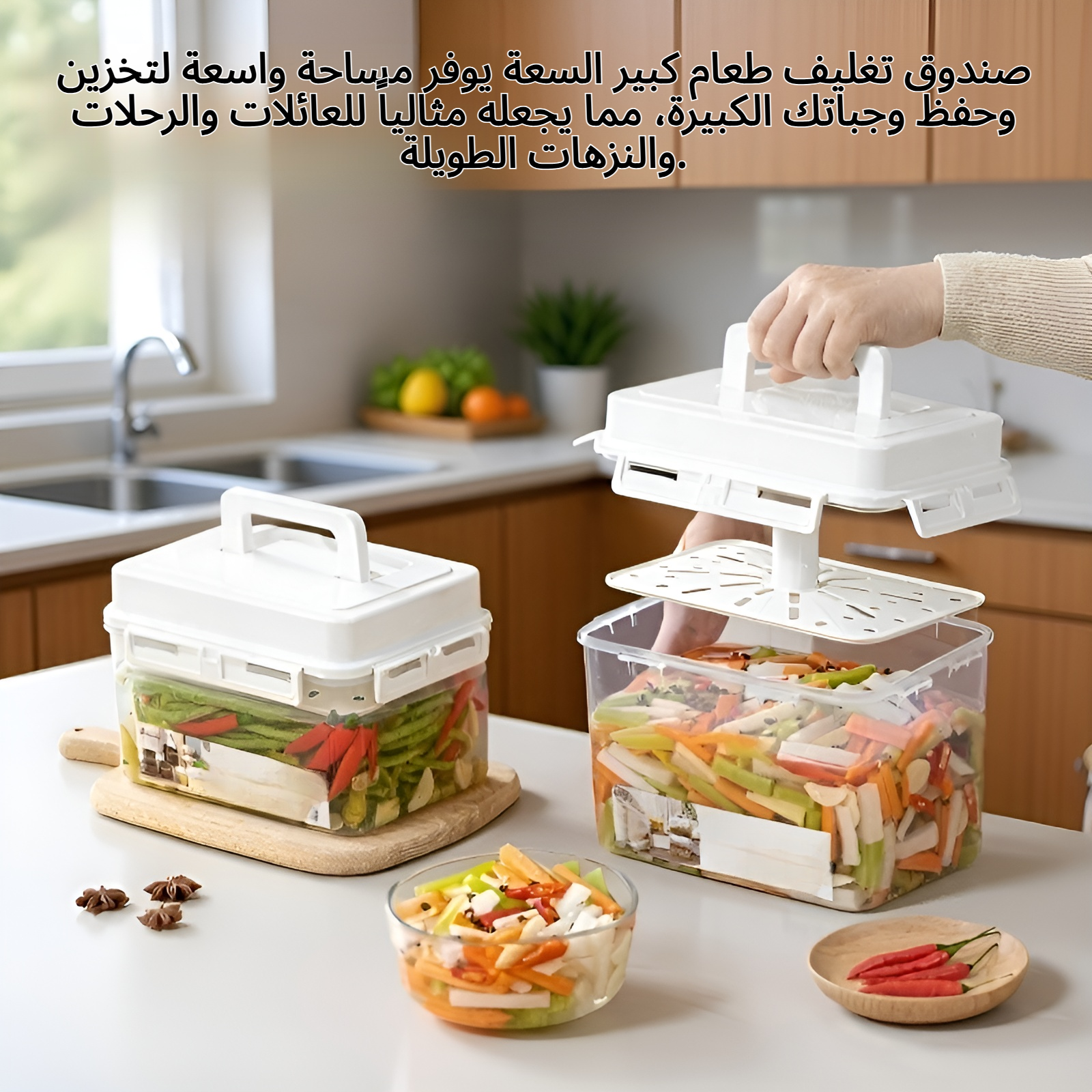 صندوق تغليف طعام كبير السعة مصنوع من مواد آمنة للاستخدام مع الطعام