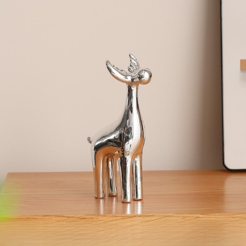 Ceramic deer electroplating process silver plated handicrafts ornaments