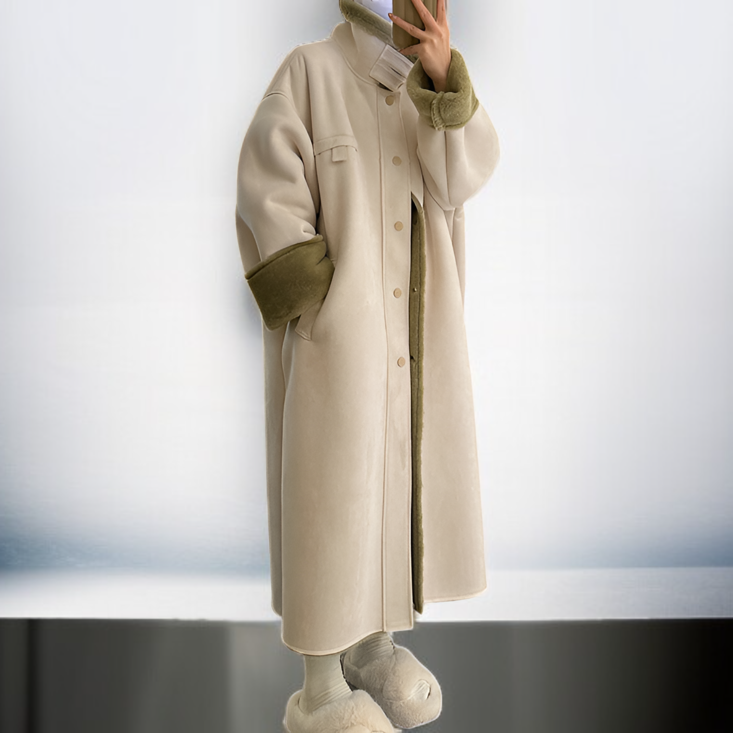 レディース スエード＆ファー シースコート