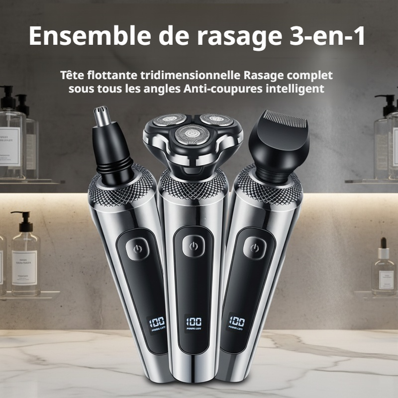 Rasoir électrique à tête flottante lavable pour tout le corps avec affichage numérique intelligent