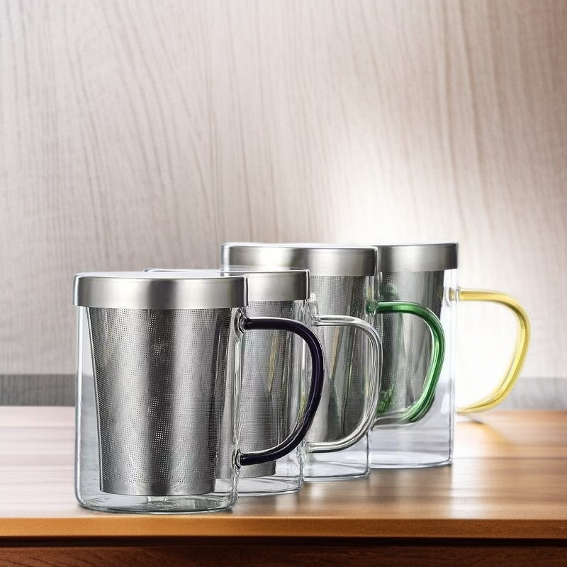 고온용 사무실 티컵 물분리 스테인리스 티컵 뚜껑 필터 포함
