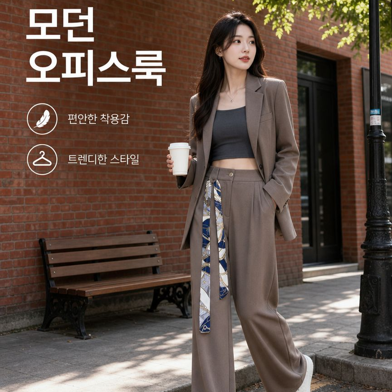 신상 하이웨이스트 와이드 정장 팬츠