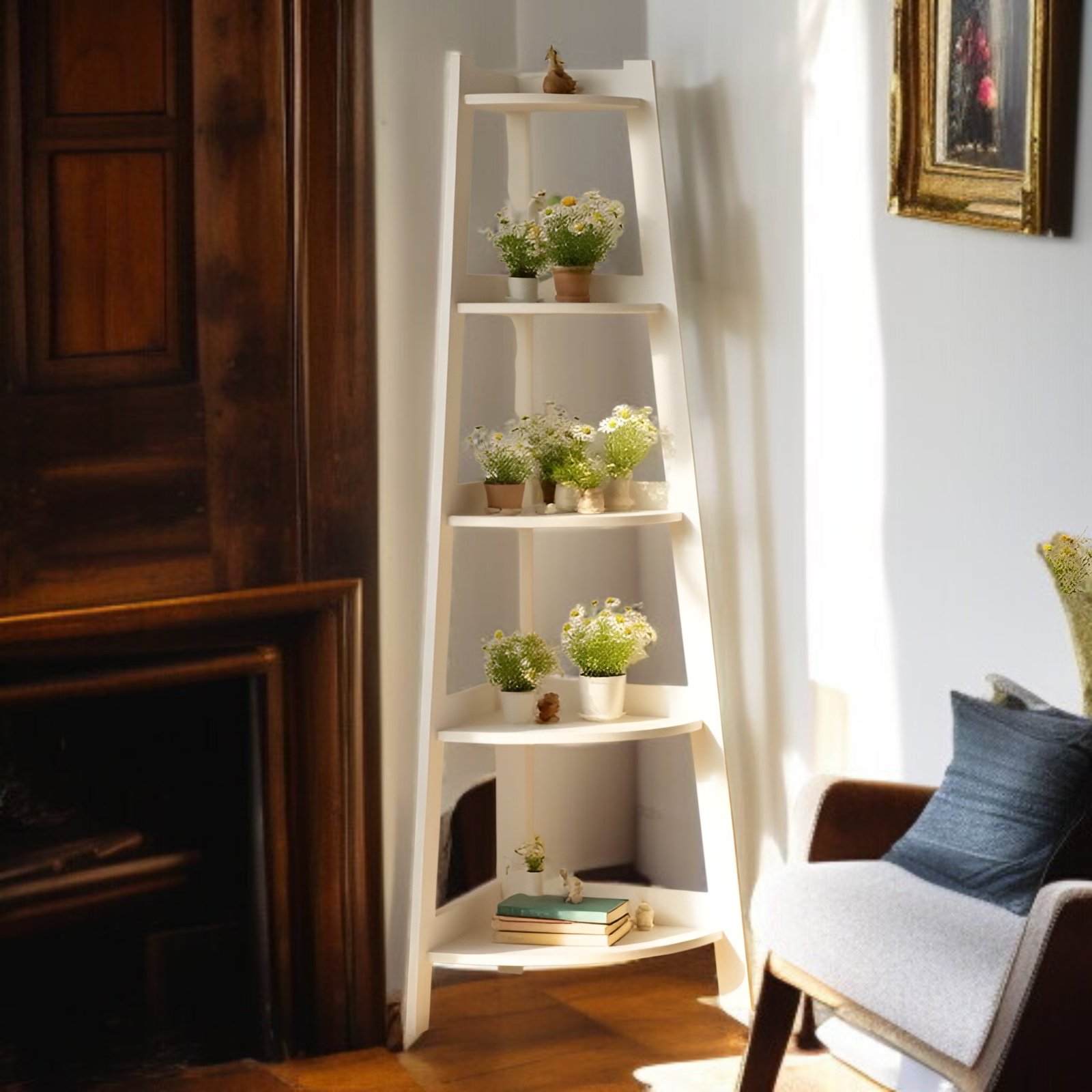 Estante multifuncional para flores, organizador de plantas de estilo nórdico para balcón