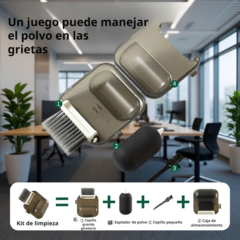 Cepillo de limpieza 3 en 1 para teclados y espacios estrechos en el coche