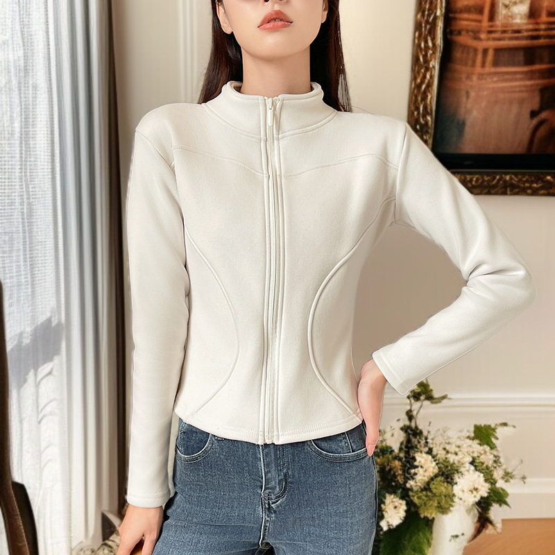 맨투맨 여자 아우터 스웨이드 융털 도톰 하이넥 요가 상의 가을 겨울 상의