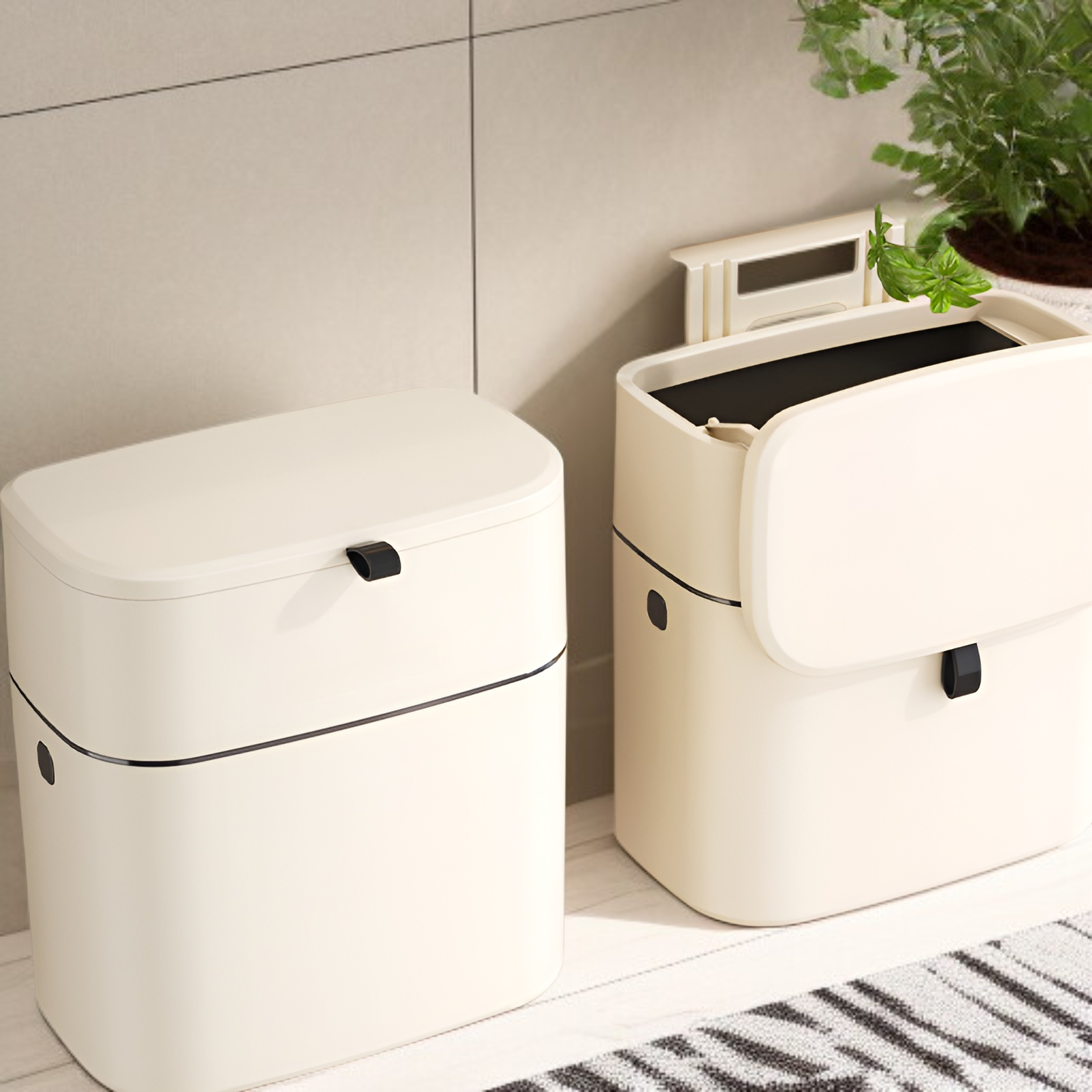 壁掛け式フリップゴミ箱 キッチン・バスルーム用フック式 リビングルーム用ゴミ箱 蓋付き 多目的ゴミ箱 大型四角ゴミ箱