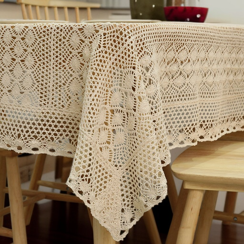  빈티지 베이지 레이스 식탁보, 후아나야 테이블커버