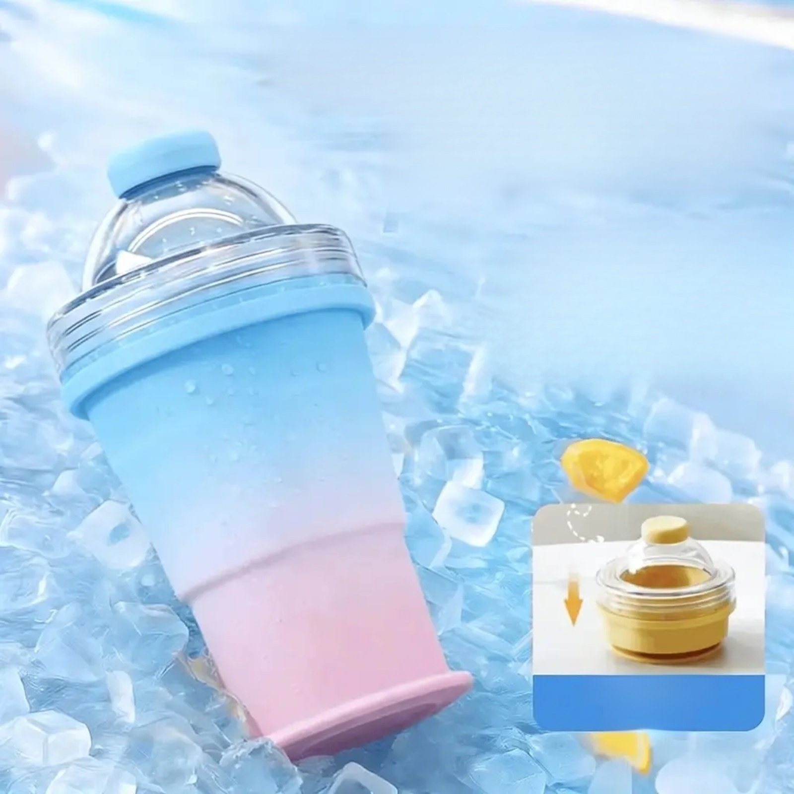 便攜摺疊冰球杯 自帶吸管 矽膠食品級製冰杯