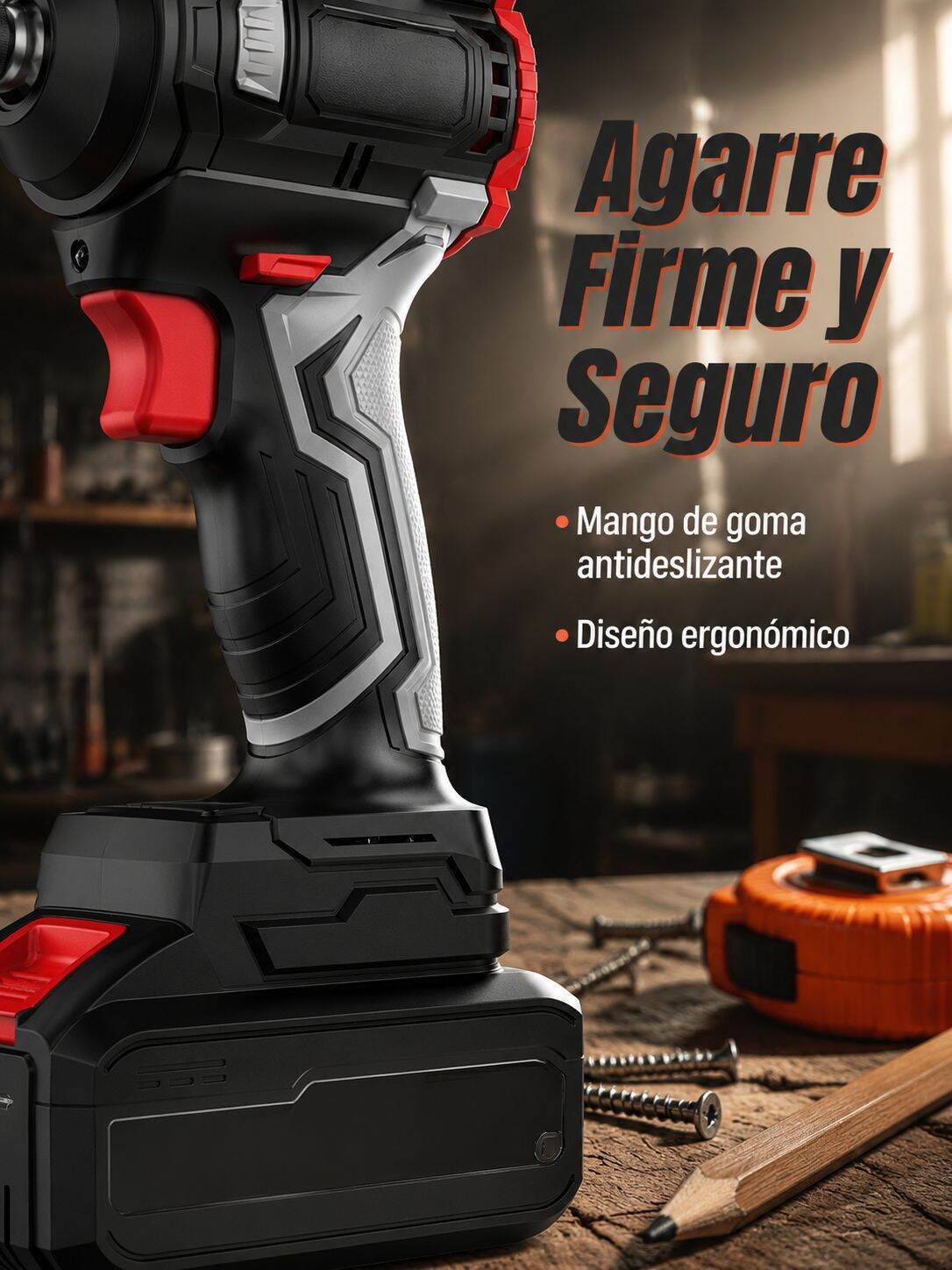 Taladro percutor inalámbrico portátil 21V en acción