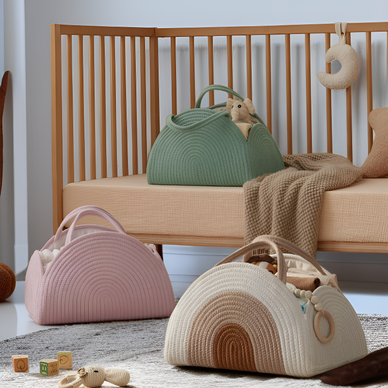 신상 면 로프 수납 바구니 아기 기저귀 바구니