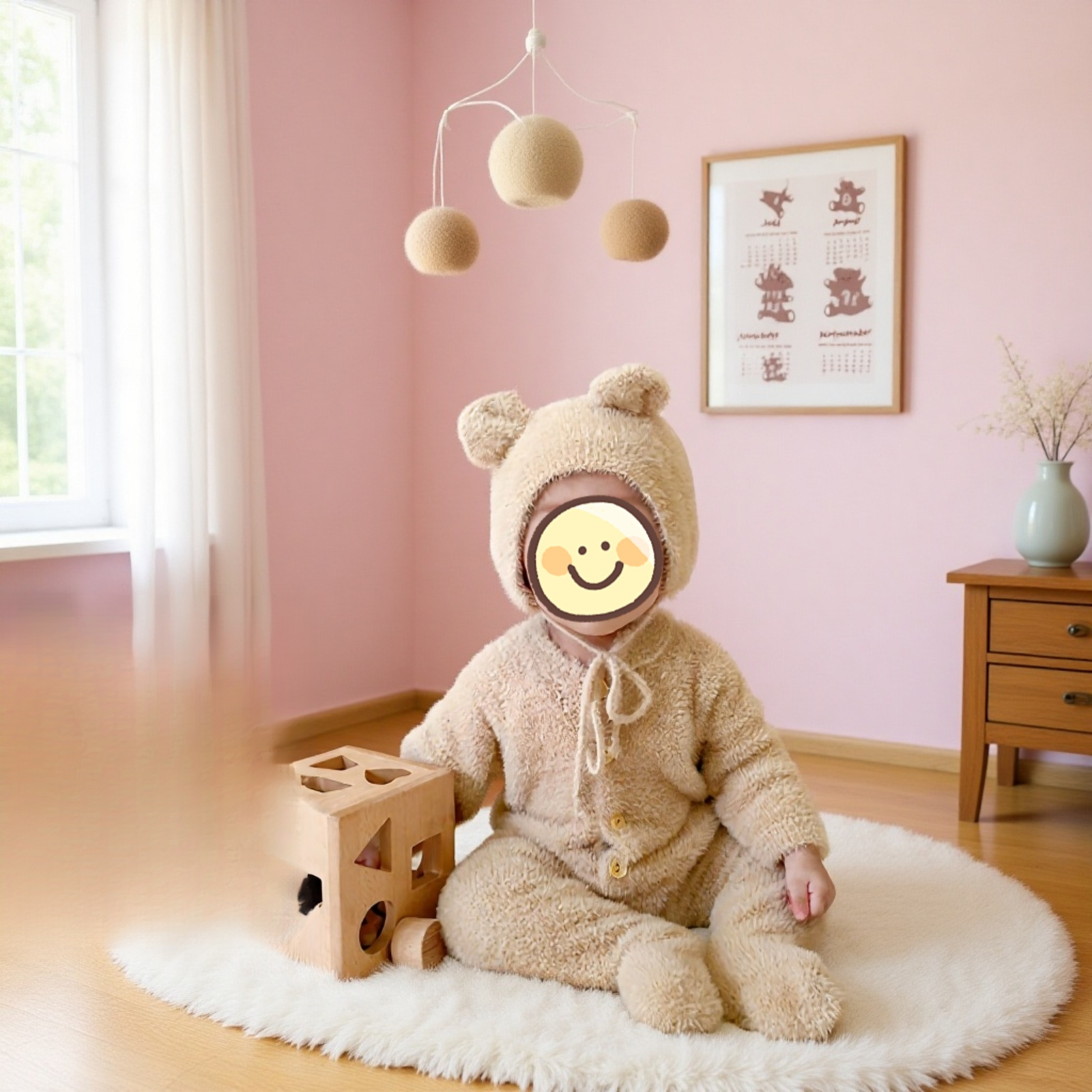 可愛いクマ柄ロンパース正面画像