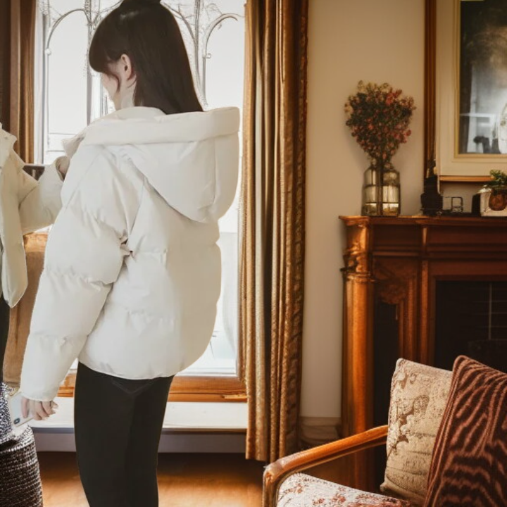 후드 핑크 숏패딩 점퍼 겨울 동복 패딩