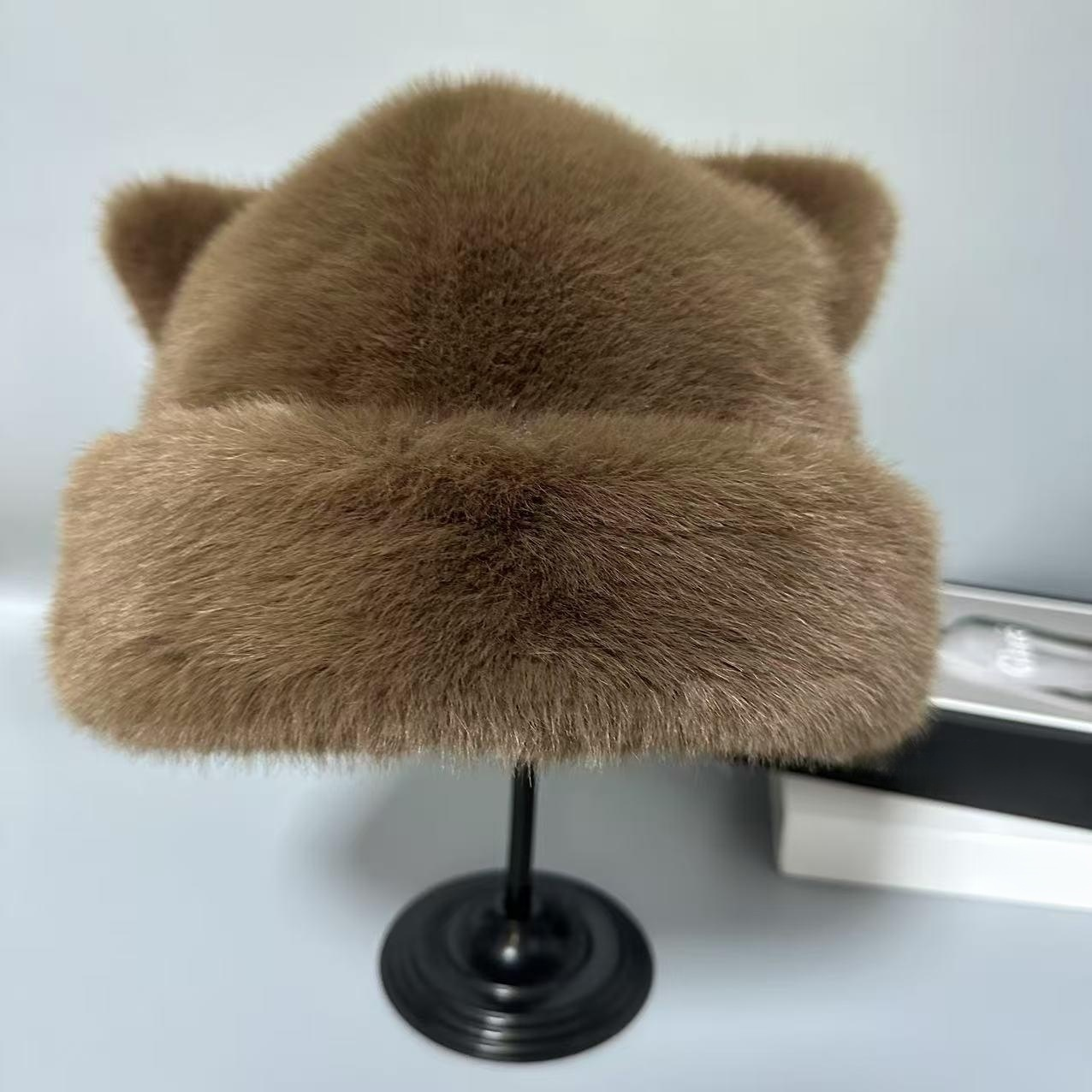 หมวกกันหนาวหนานุ่มสำหรับป้องกันหูแมว