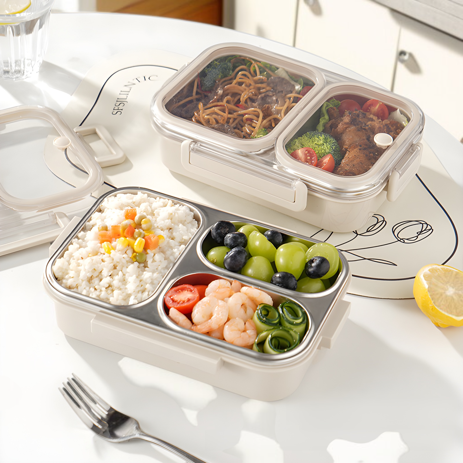 304ステンレススチールランチボックス防臭ランチボックス保温ロックフレッシュ学生オフィスワーカーランチボックスポータブル密閉ランチボックスコンパートメントスクエアランチボックス