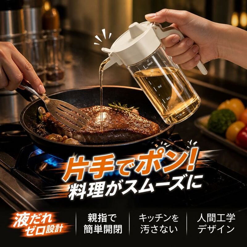 キッチン用高ホウケイ酸ガラス漏れ防止オイルボトル、大容量家庭用オイルボトル