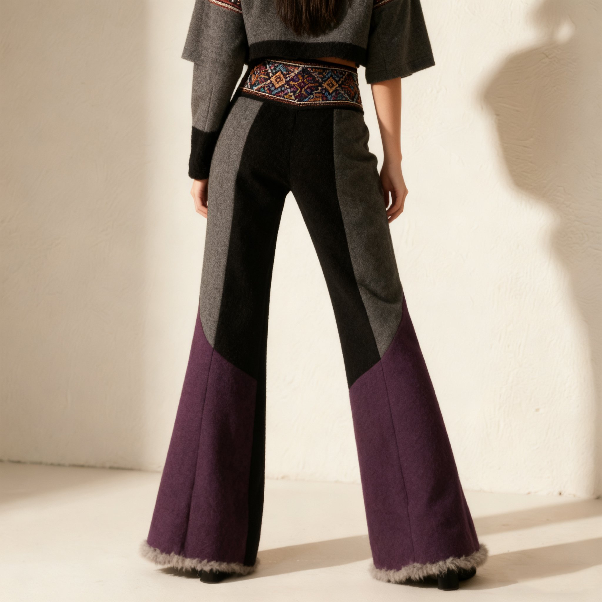 여성 모델이 착용한 부츠컷 팬츠