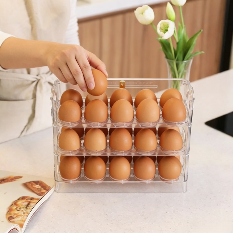 Küchen-Eierbox mit automatischer Öffnung, 3-stöckig