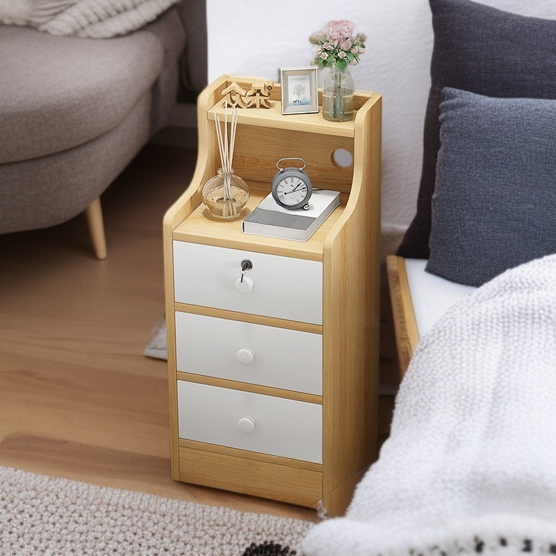 超スリムベッドサイドテーブル小型収納引き出しキャビネット