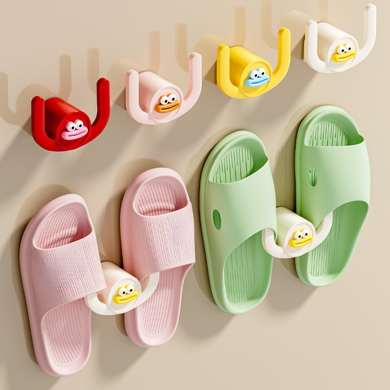 Wall-Mounted Bathroom Slipper Rack, No-Drill Draining Hook Organizer