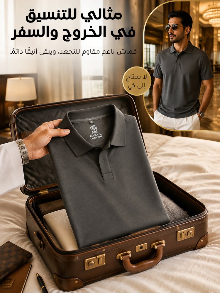 تيشيرت بولو رجالي بتصميم راق بسيط من مزيج قطن مصري وصوف