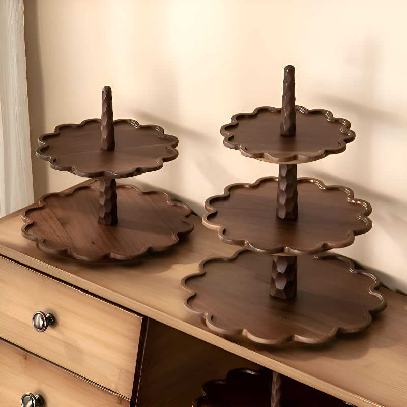 Bandeja de madera multifuncional para frutas y aperitivos en el hogar