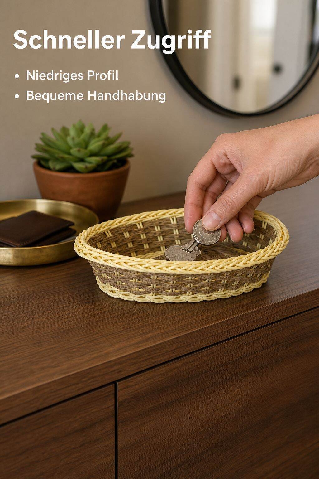 Kunst-Rattan Aufbewahrungskorb für Fernbedienungen und Kleinteile