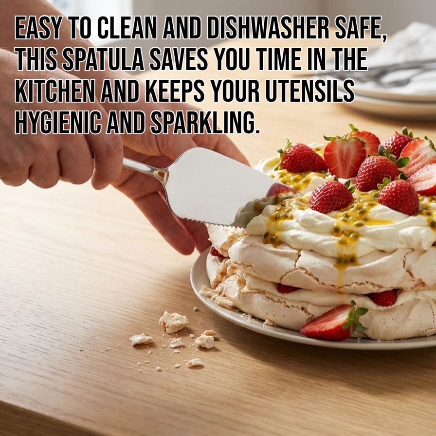 Stainless steel triangular pizza cake spatula on white background