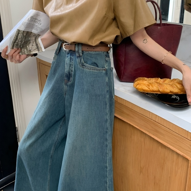 빈티지 하이웨이스트 와이드 핏 드레이프 팬츠