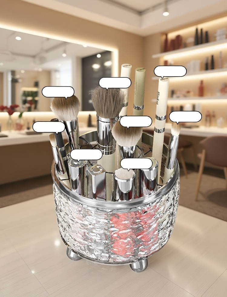 Makeup brush container with protective lid