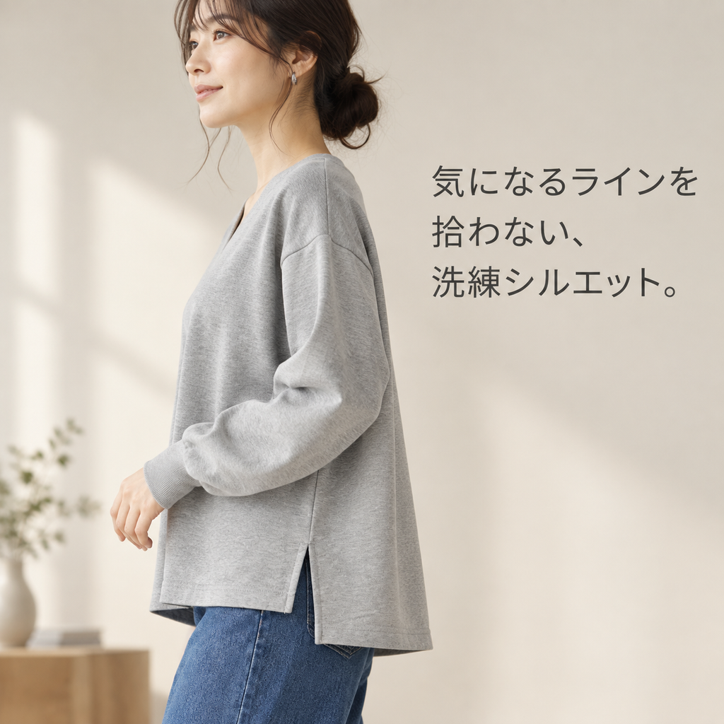 レディース春秋冬日本風Vネックカジュアルスウェット