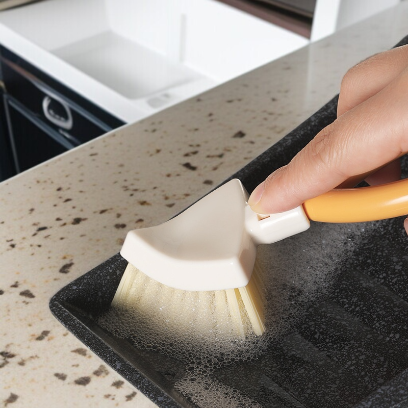 Kitchen Mesh Basket Crevice Cleaning Brush Triangle Foldable Bathroom Cleaning Brush