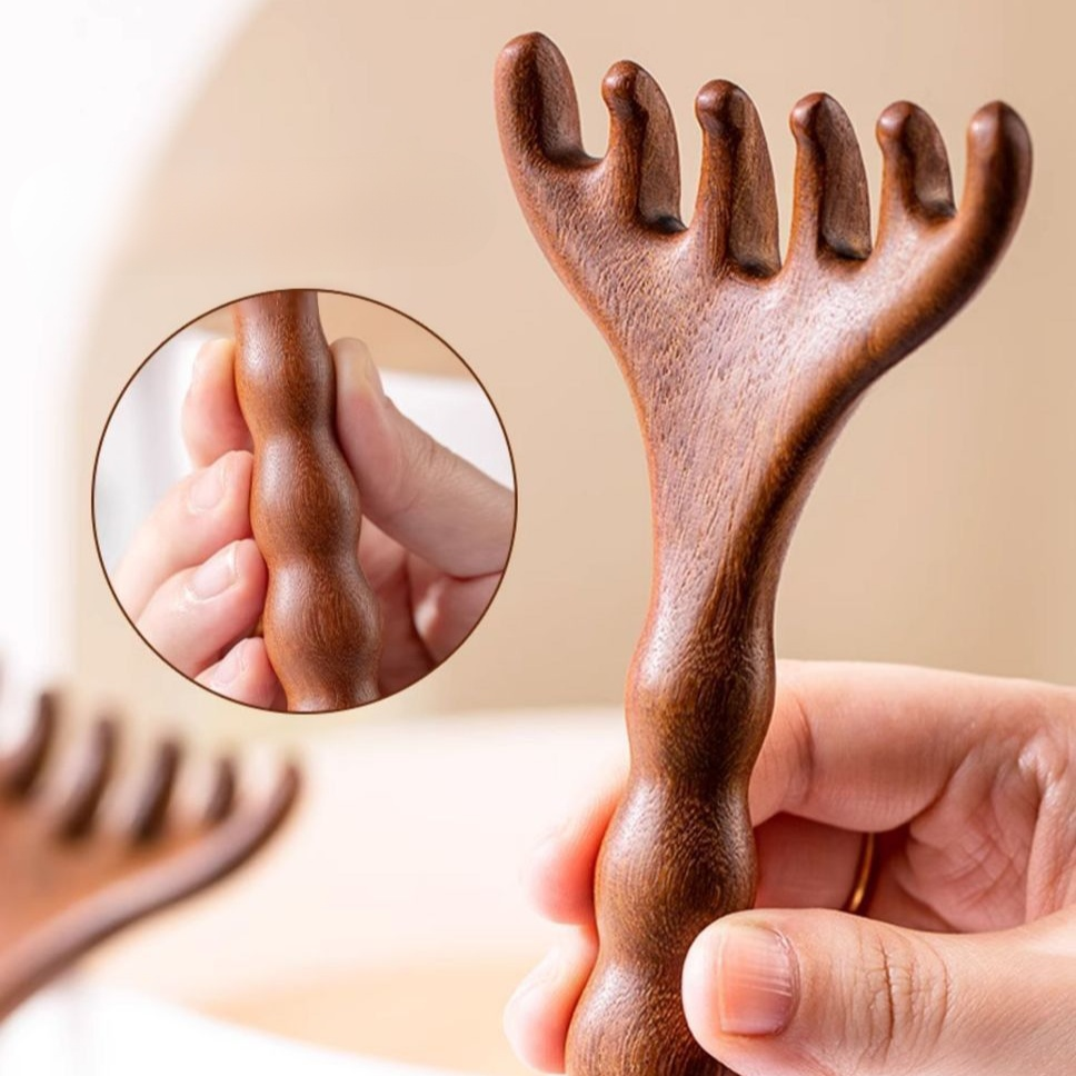 檀木梅花六腳梳子 按摩疏通筋絡