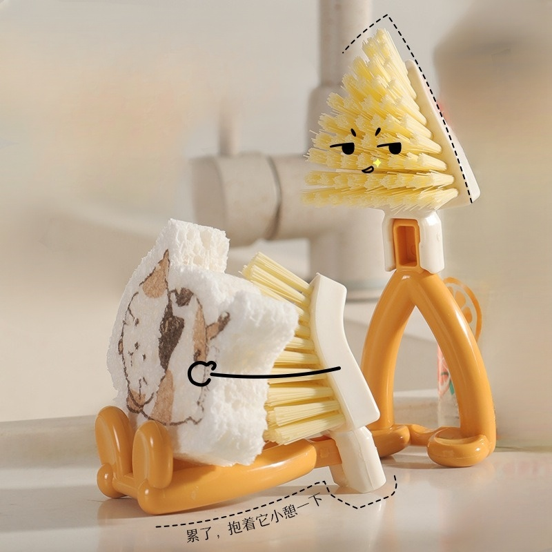 접이식 무각 청소 삼각 브러시